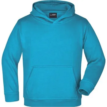 Chlapecká mikina James & Nicholson (Daiber) Dětská mikina s kapucí JN047k - Tyrkysová | M