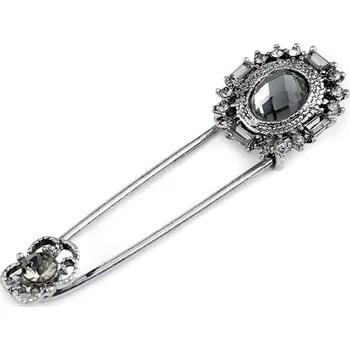 Brož Brož s broušenými kamínky na spínacím špendlíku - black diamond