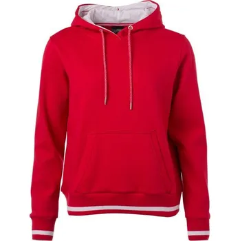 Dámská mikina James & Nicholson (Daiber) Dámská mikina s kapucí Club JN777 - Červená / bílá | L