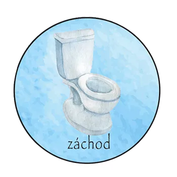 magnetka pro dítě Magnetka pro děti – Záchod / WC, ručně malovaná, 37 mm