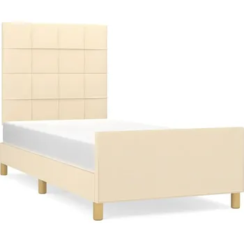 Postel Rám postele s čelem, krémová, 203 x 103 x 118/128 cm