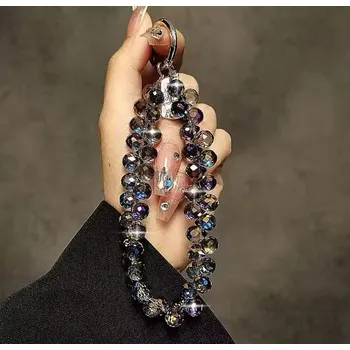 Řetízek B-TOP Řetízek na mobilní pouzdro s fialovými křišťálovými korálky