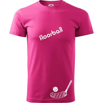 Floorball nápis šikmo - Klasické pánské triko vyšší gramáže - S ( Purpurová )