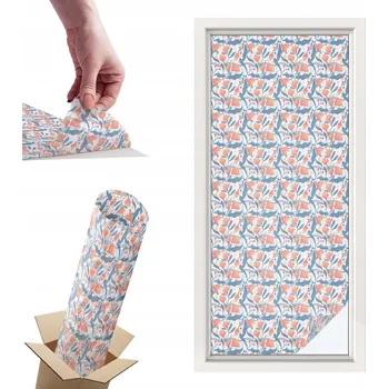 Obraz Mléčná Fólie Vitrážová na Okna a Skleněné Dveře Květiny Pastelové 50x116 cm