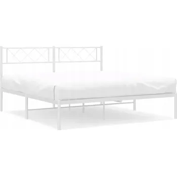 Postel Kovový rám postele 196 x 125 x 90 cm, bílý, ocelový, s úložným prostorem