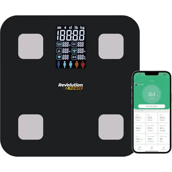 Osobní váha KOUPELNOVÁ VÁHA REVOLUTION SKLENĚNÁ LCD PŘESNÁ ANALYTICKÁ SPORTOVNÍ