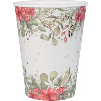 Party nádobí PAPÍROVÉ KELÍMKY ZIMNÍ KVĚTY 270 ML 10 KS VÁNOČNÍ SVÁTKY