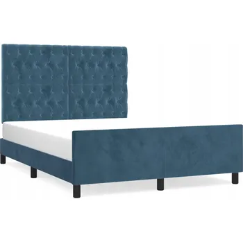 Postel Rám postele s čelem, tmavě modrá, 193 x 146 x 118/128 cm