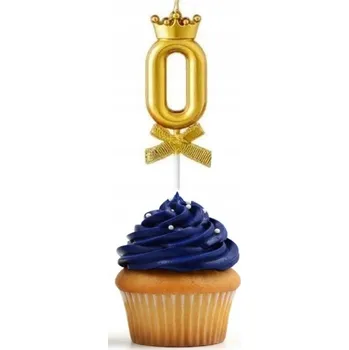 Dortová svíčka NAROZENINOVÉ SVÍČKY DORT SVÍČKA ZLATÁ ČÍSLICE 0