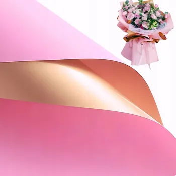 Balící papír Fólie saténová floristická růžovo-zlatá balicí papír 58x58cm 20 ks