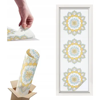 Obraz Mléčná Matná Fólie na Skleněné Dveře a Okna Barevné Mandaly 50x146 cm