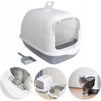 Toaleta pro kočku UZAVŘENÁ PRO KOČKY KRYTÁ KOČIČÍ TOALETA S FILTREM, VELKÁ NA STELIVO LOPATKA [Z-KT1]
