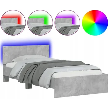 Postel Rám postele s čelem a LED osvětlením 203x104x70 cm šedá betonu
