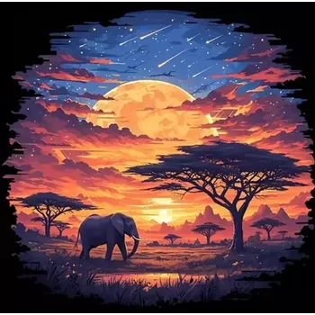 Diamantové malování Diamantové malování/Homfun - Afrika + perleťové kamínky (40x40)