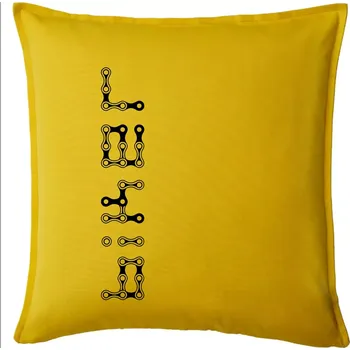 Polštář Biker nápis na výšku řetěz - Polštář 50x50 - 50x50 - Pouze potah ( Žlutá )