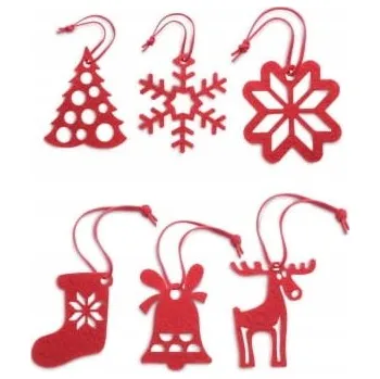 Vánoční dekorace SADA 6 OZDOB NA VÁNOČNÍ STROMEK - plst