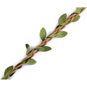 umělá květina Prýmek šíře 30 mm s listy návin 10 metrů - 12 hnědá sv.