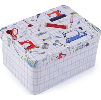 Organizér galanterie Plechová krabička na šití - 1 bílá