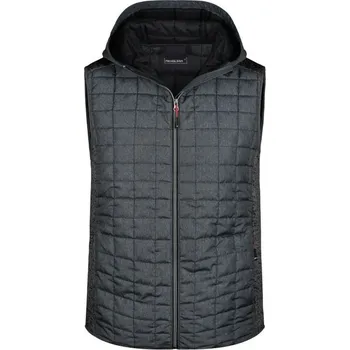 Pánská vesta James & Nicholson (Daiber) Pánská prošívaná vesta JN768 - Šedý melír / antracitový melír | M