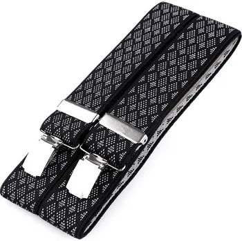 Kšandy Pánské šle široké 3,5 cm délka 120 cm - 2 černá šedá