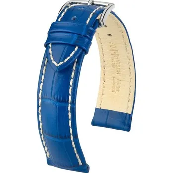 Řemínek na hodinky Řemínek Hirsch Modena - královská modrá - 20 mm - L – Standardní délka (doporučujeme) - 18 mm - Stříbrná + 5 let záruka a dárek ZDARMA