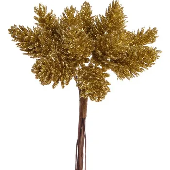 umělá květina Podlouhlé šišky glitter (12 ks) - zlatá