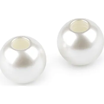 Korálek Plastové voskové korále Ø30 mm 2 kusy - 1 bílá - perleť