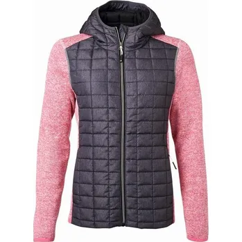 Dámská casual bunda James & Nicholson (Daiber) Dámská hybridní bunda JN771 - Růžový melír / antracitový melír | 2XL