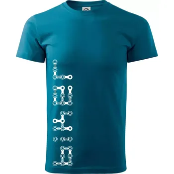 Biker nápis na výšku řetěz - Klasické pánské triko vyšší gramáže - M ( Petrolejová )