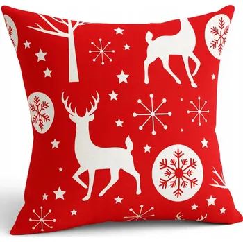 Dekorativní polštářek POVLEČENÍ NA POLŠTÁŘEK VÁNOČNÍ 45 X 45 CM ČERVENÉ DEKORAČNÍ WWG