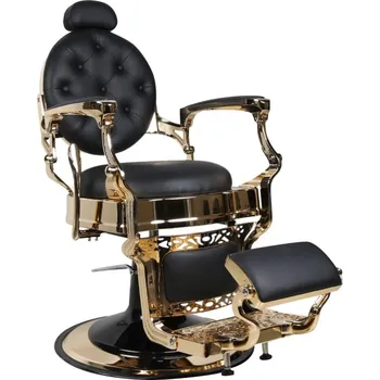 Kadeřnické křeslo Retro barber křeslo RENOIR GOLD - matná černá