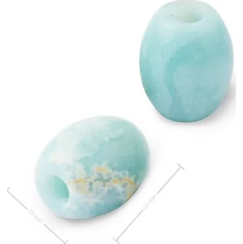 Přívěsek Korálek soudek z minerálu Amazonit s velkým průtahem pro Macramé 18x16 mm