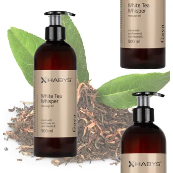 Masážní přípravek MASÁŽNÍ OLEJ GAYA WHITE TEA WHISPER 500 ML PŘÍRODNÍ HYDRATAČNÍ OMLAZUJÍCÍ