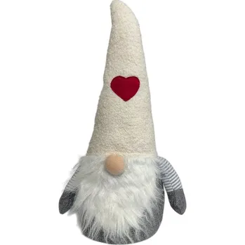 Vánoční dekorace Vánoční skřítek s bouclé bílou čepicí, 51 cm Nové