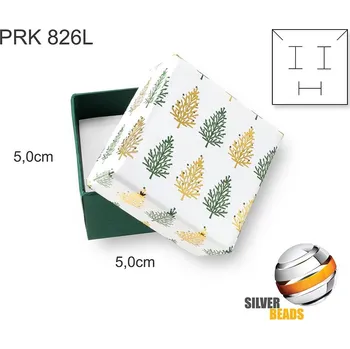 Dárková krabička Krabička na šperky. Materiál papír . Ozn. PRK 826L. Velikost 5x5cm. Barva Zeleno/Bílá se stromky