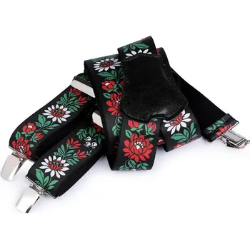 Kšandy Šle folklor široké 4 cm délka 120 cm - 3 černá