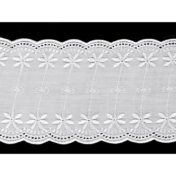 Krajka Madeira - štykování vsadka šíře 11 cm METRÁŽ - bílá
