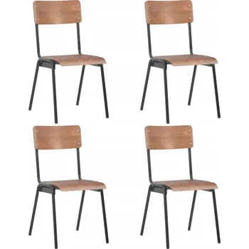 Jídelní set Sada 4 jídelních židlí, hnědo-černá, 41,5x54x85,5 cm, ocel a překližka