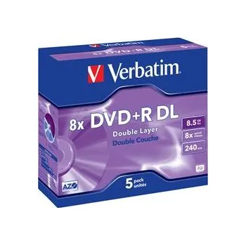 Optické médium VERBATIM DVD+R(5-pack)DoubleLayer/Jewel/8x/8,5GB 43541