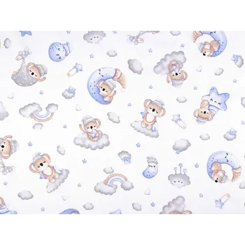 Bavlněná látka / plátno medvídek koala METRÁŽ - 2 (779) bílá modrá světlá