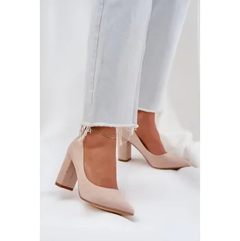 Dámské lodičky Boto Dámské Lodičky Na Klínku Eko Velur Florena Barva: Béžová, Velikost: 37