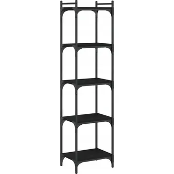 Knihovna Regál na knihy z dřevotřísky a kovu, černý, 40x30x154 cm