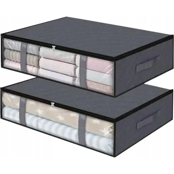 Úložný box Organizér sada 2 ks plochý úložný vak do skříně na povlečení oblečení velký šedý