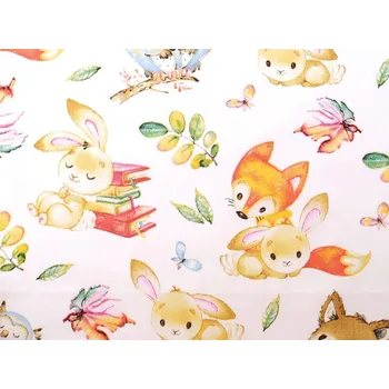 Bavlněná látka / plátno zvířátka METRÁŽ - 160 cm - (881) bílá