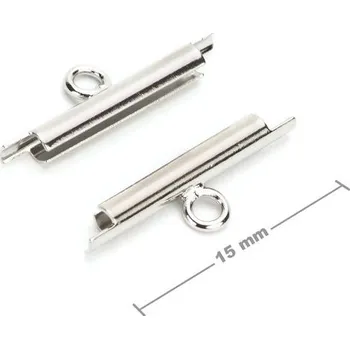 Korálek Zásuvné zapínání na Miyuki 15 mm v barvě platiny