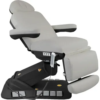 Masážní stůl Kosmetické lehátko elektrické NICO DELUX PLUS E4 BLACK - otočné s vyhříváním, černá, světle šedá