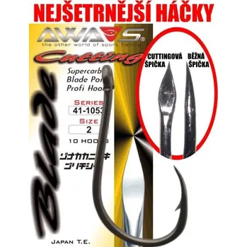 Rybářský háček Awa-S Háčky Cutting Blade 1053 Black Nickel 10ks - vel.8