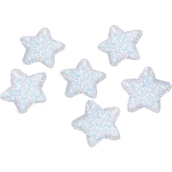 Galanterie - Hvězdy s glitry Ø50 mm (10 ks) - bílá