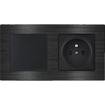 Elektrická zásuvka UNIC Elektrická zásuvka 230V + vypínač jednopólový č.1 v rámečku 153mm, slitina hliníku černý