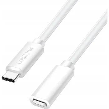Datový kabel Prodlužovací USB-C kabel LogiLink 2m, USB 2.0 Typ C M/F, PD 100W, bílý, 480 Mb/s